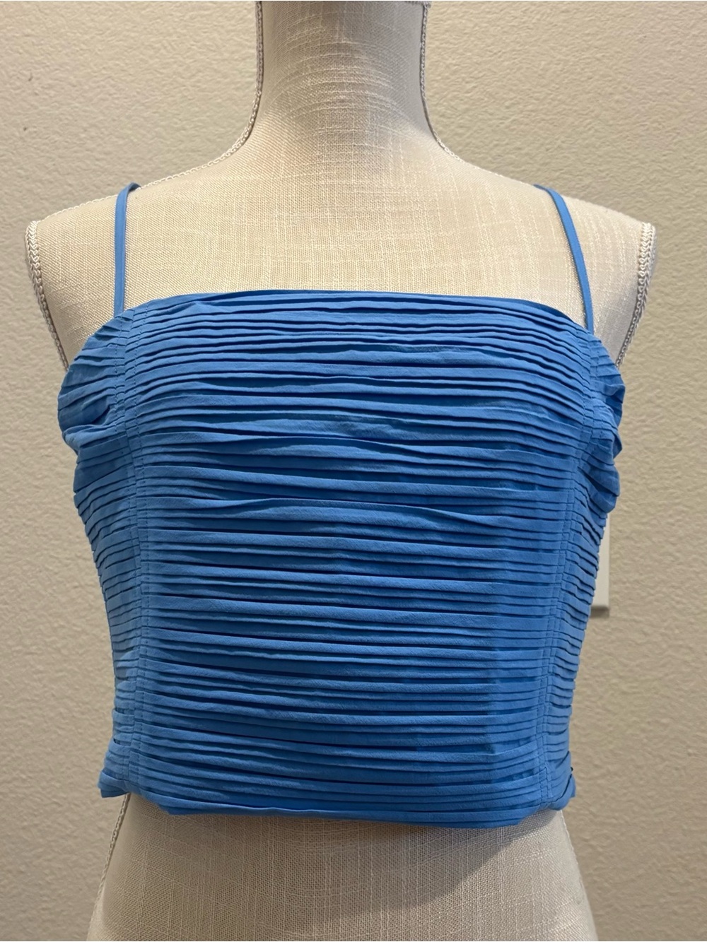Blue Ruched Spaghetti Strap Crop Top brand “Madewell”